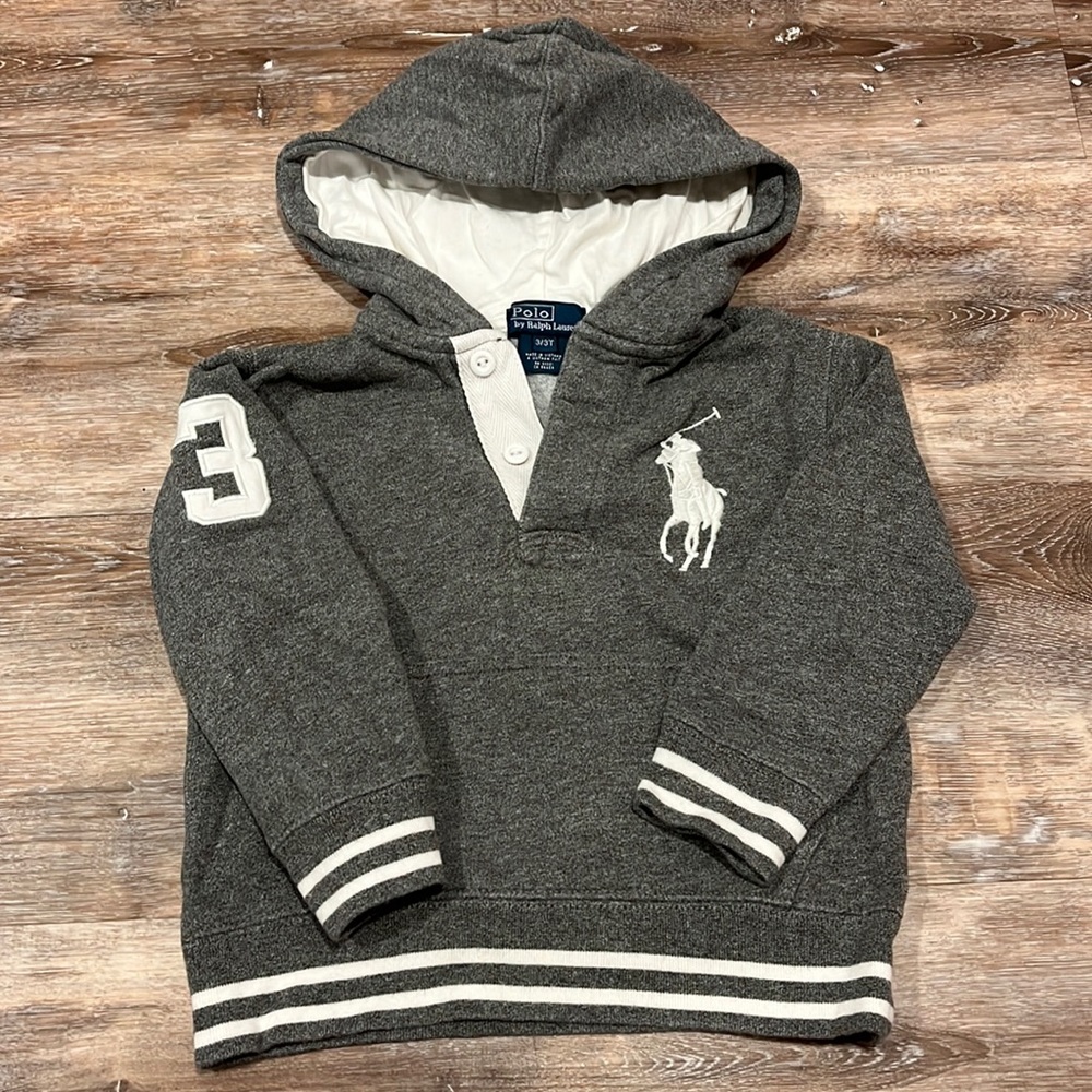 Ralph Lauren Toddler Boys Varsity Big Pony hooded sweatshirt - 3T